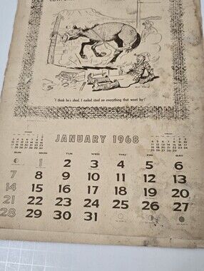 Vintage 1968 Cowboy Calendar Ace Reid Western Ranch Humor Calendar Rustic